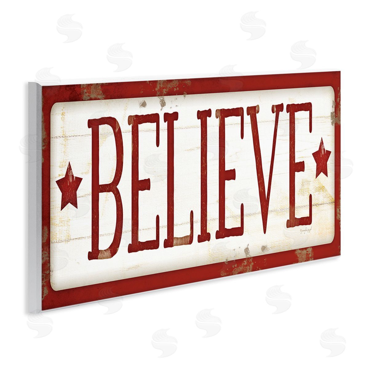Believe Red Christmas Phrase Wood Plaque Wall Art, Home Decor by Jennifer Pugh