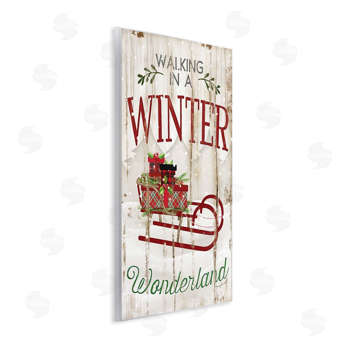 Rustic Winter Wonderland Sleigh Wood Plaque Wall Art, Home Decor by Jennifer Pugh