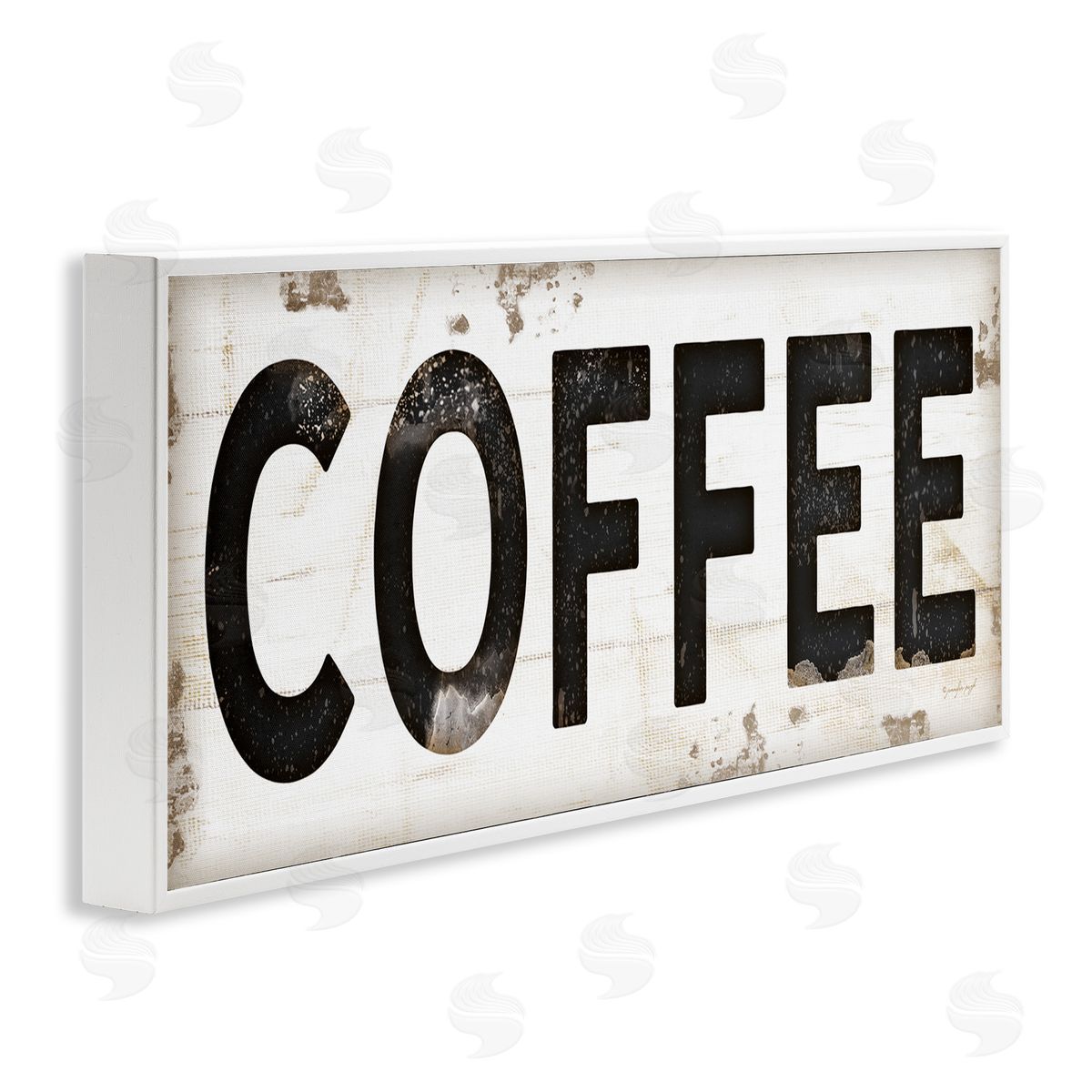Coffee Typography Vintage Sign White Frame Print Wall Art, Home Decor by Jennifer Pugh