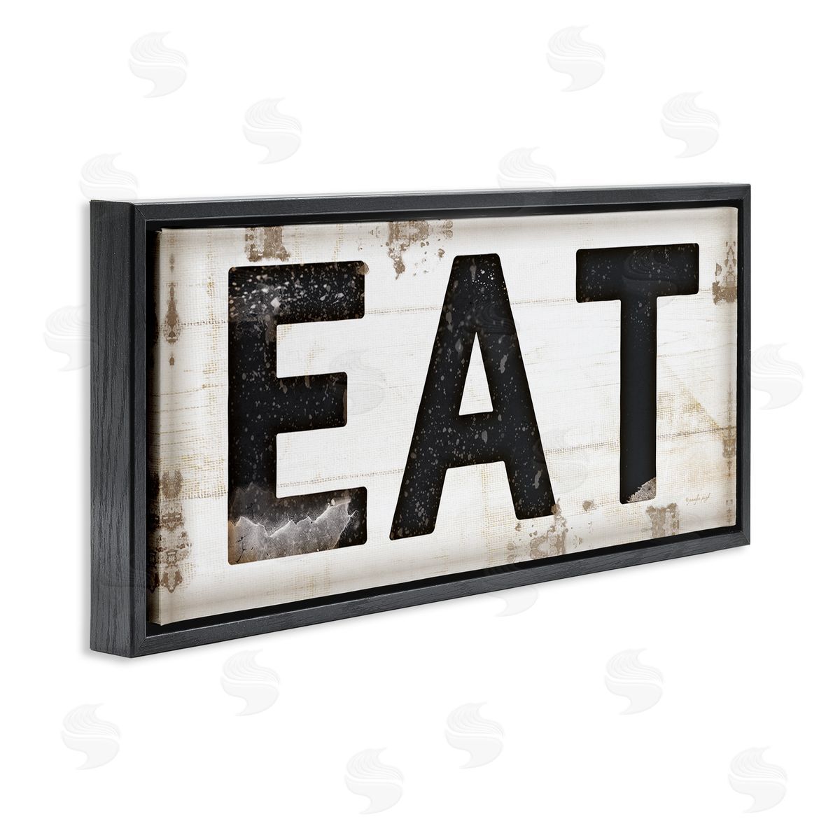 Eat Typography Vintage Sign Black Floating Frame Canvas Wall Art, Home Decor by Jennifer Pugh
