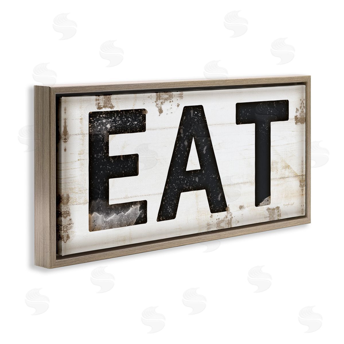 Eat Typography Vintage Sign Brown Floating Frame Canvas Wall Art, Home Decor by Jennifer Pugh