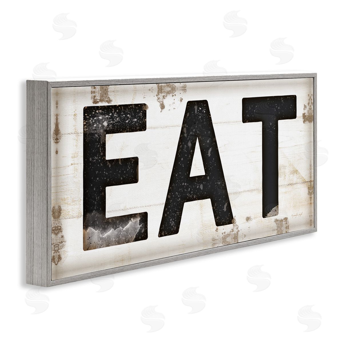 Eat Typography Vintage Sign Grey Frame Print Wall Art, Home Decor by Jennifer Pugh