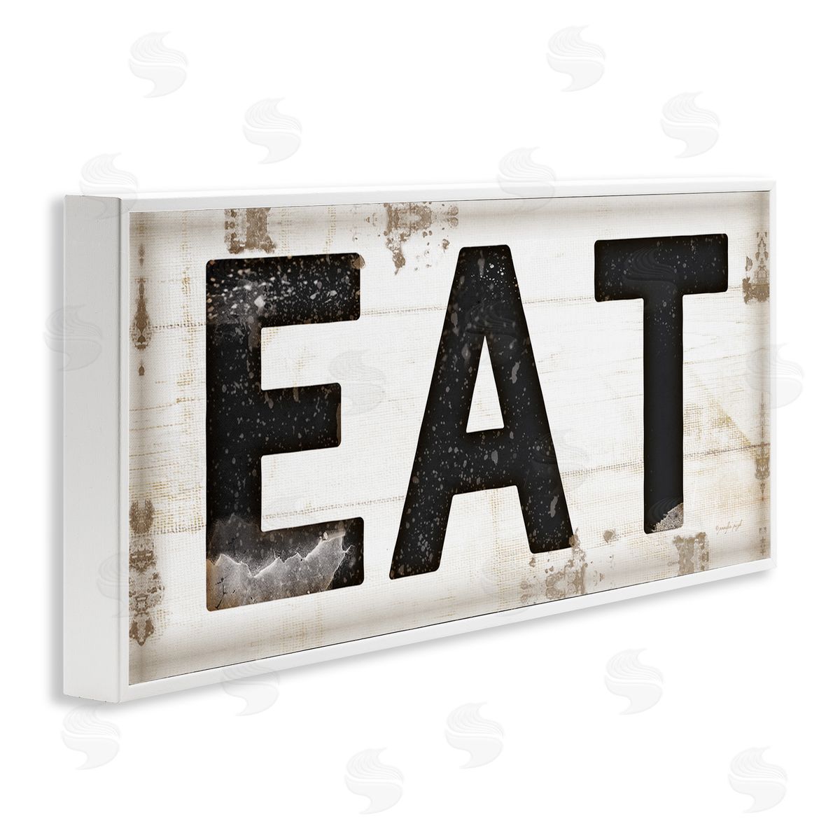 Eat Typography Vintage Sign White Frame Print Wall Art, Home Decor by Jennifer Pugh