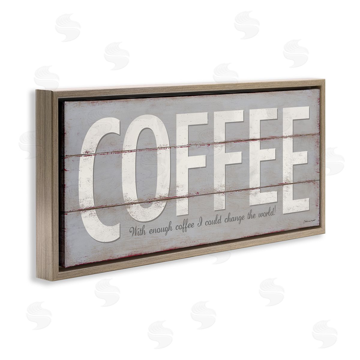 Sassy Coffee Change The World Brown Floating Frame Canvas Wall Art, Home Decor by Stephanie Workman Marrott