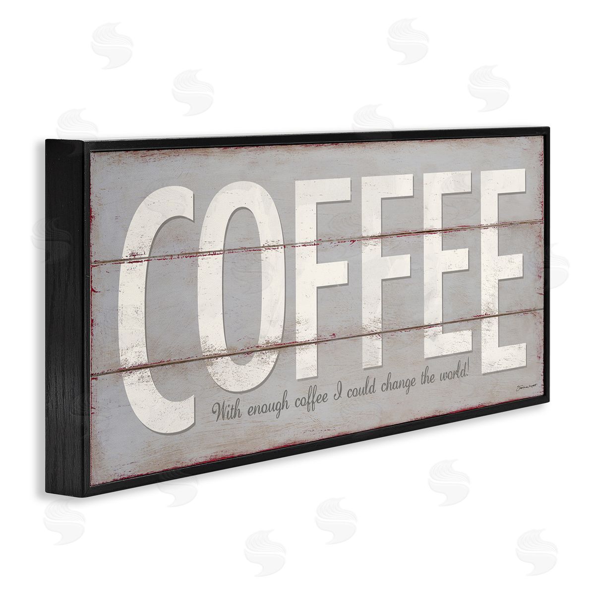 Sassy Coffee Change The World Black Frame Print Wall Art, Home Decor by Stephanie Workman Marrott