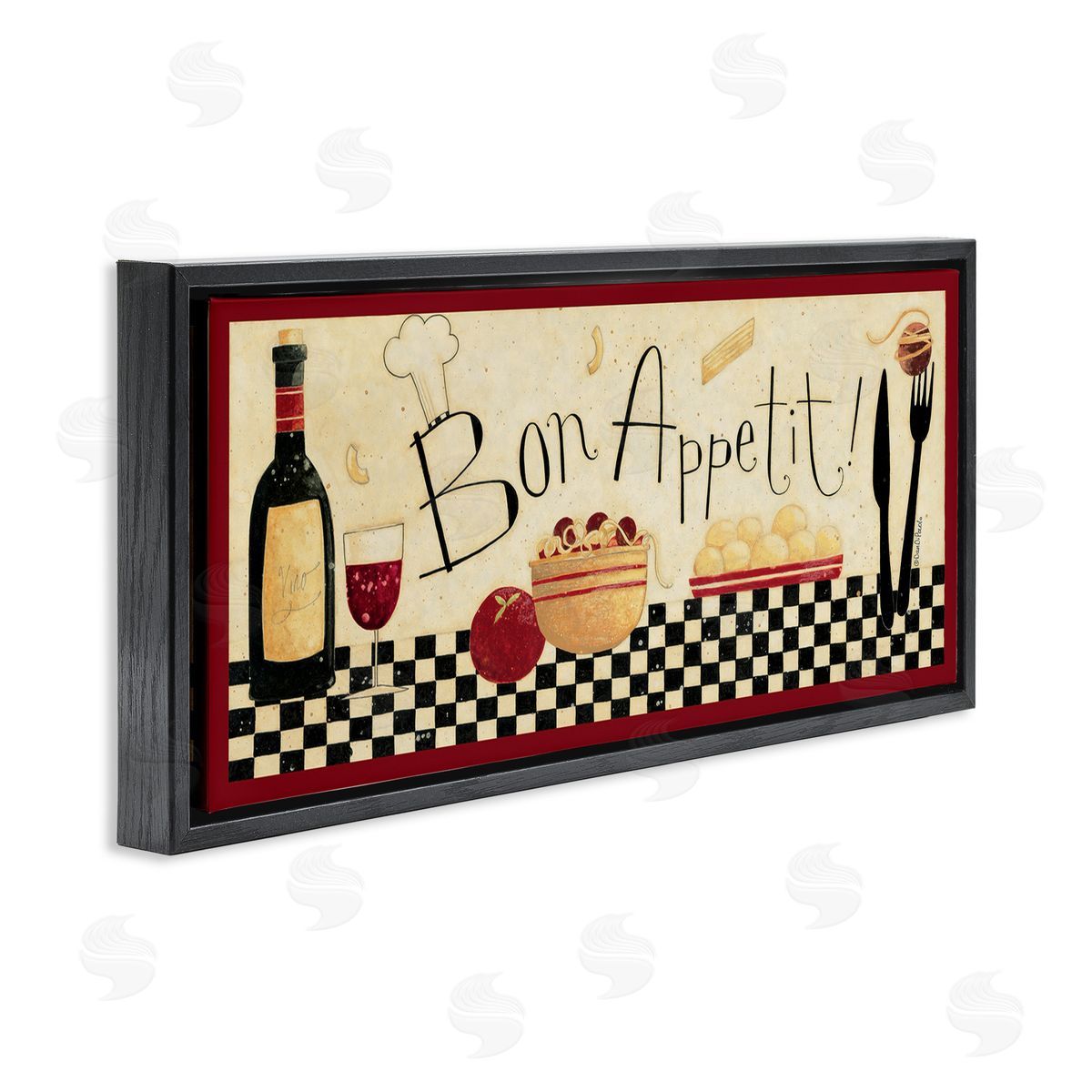 Bon Appetit Traditional Kitchen Black Floating Frame Canvas Wall Art, Home Decor by Dan Dipaolo