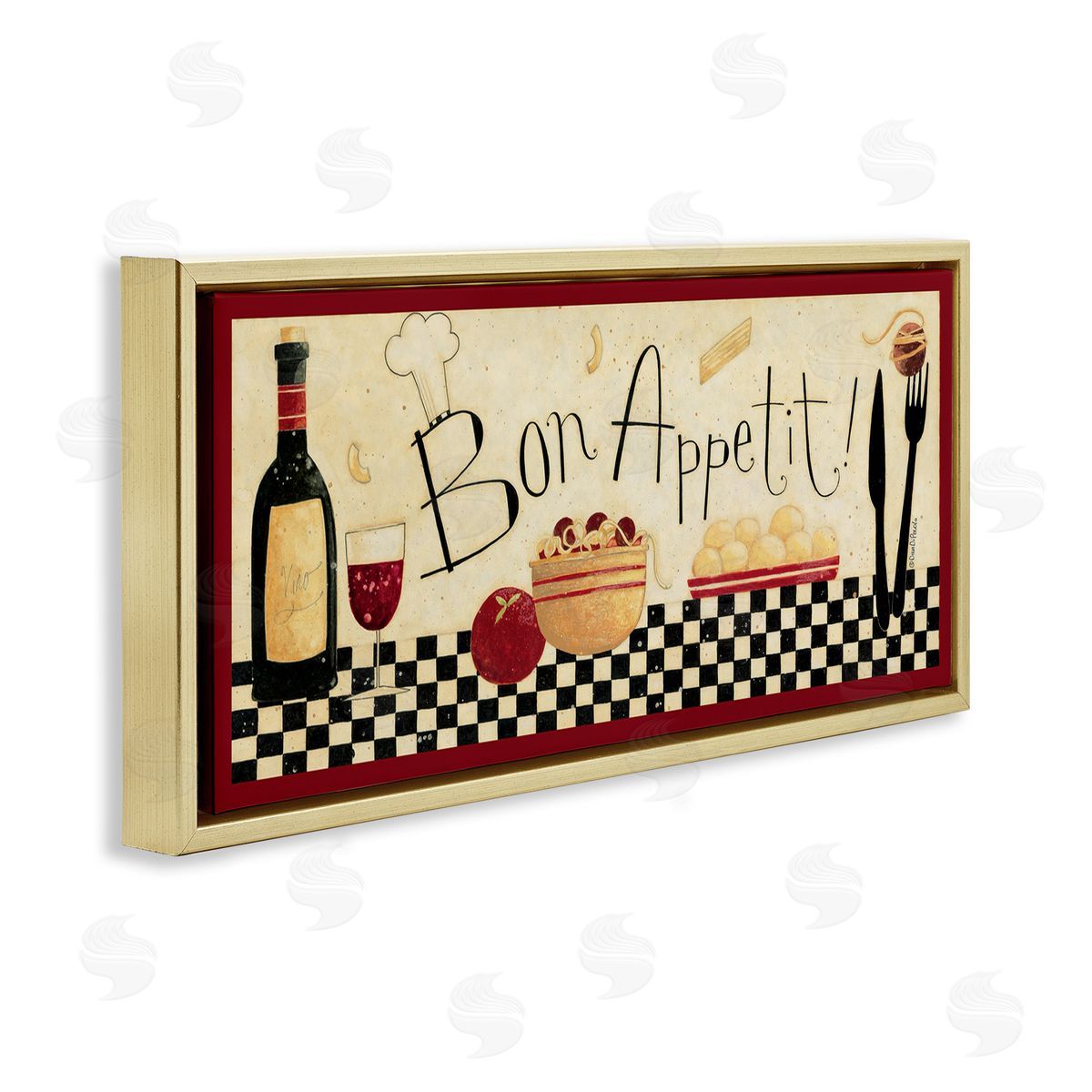 Bon Appetit Traditional Kitchen Gold Floating Frame Canvas Wall Art, Home Decor by Dan Dipaolo