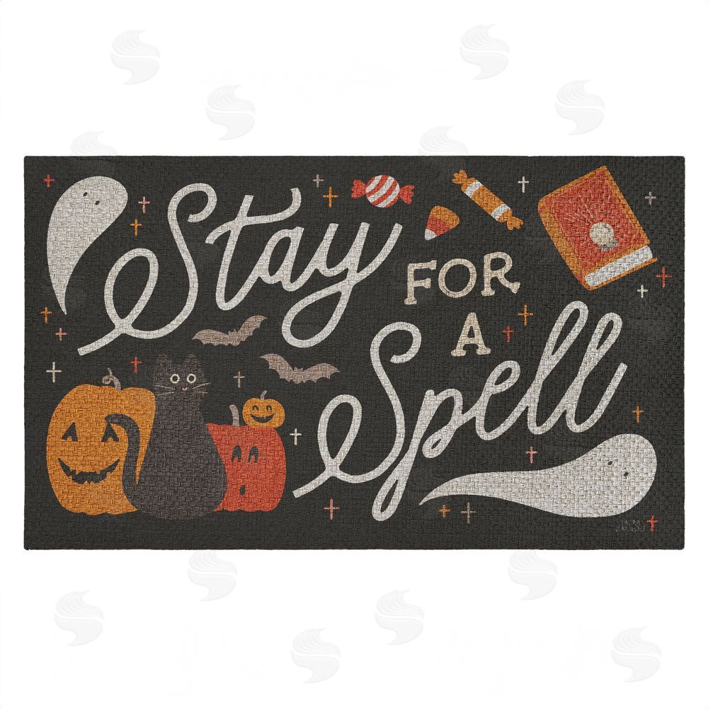 Laura Marshall Stay for a Spell Halloween  Outdoor Faux Sisal Door Mat