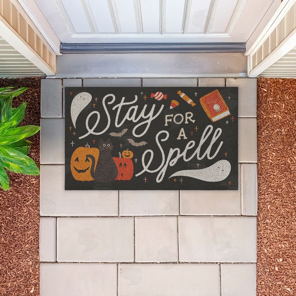 Laura Marshall Stay for a Spell Halloween  Outdoor Faux Sisal Door Mat