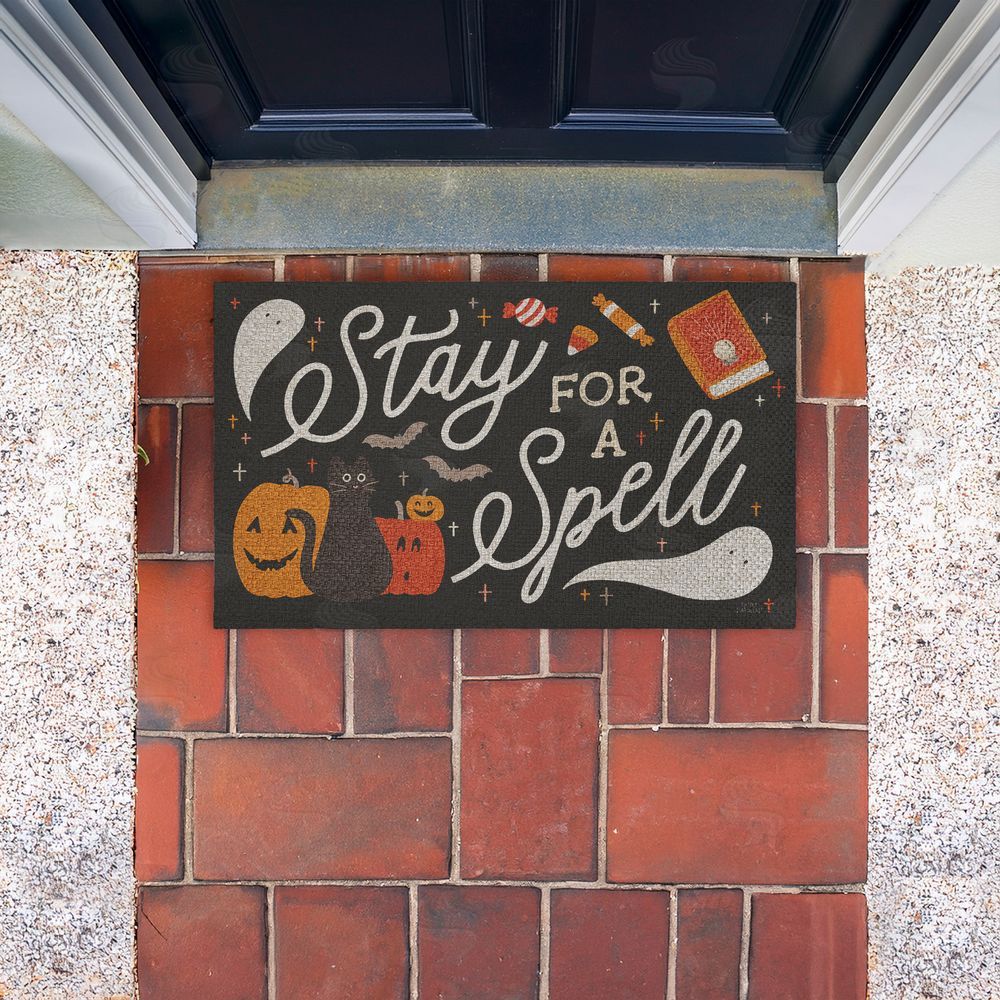 Laura Marshall Stay for a Spell Halloween  Outdoor Faux Sisal Door Mat