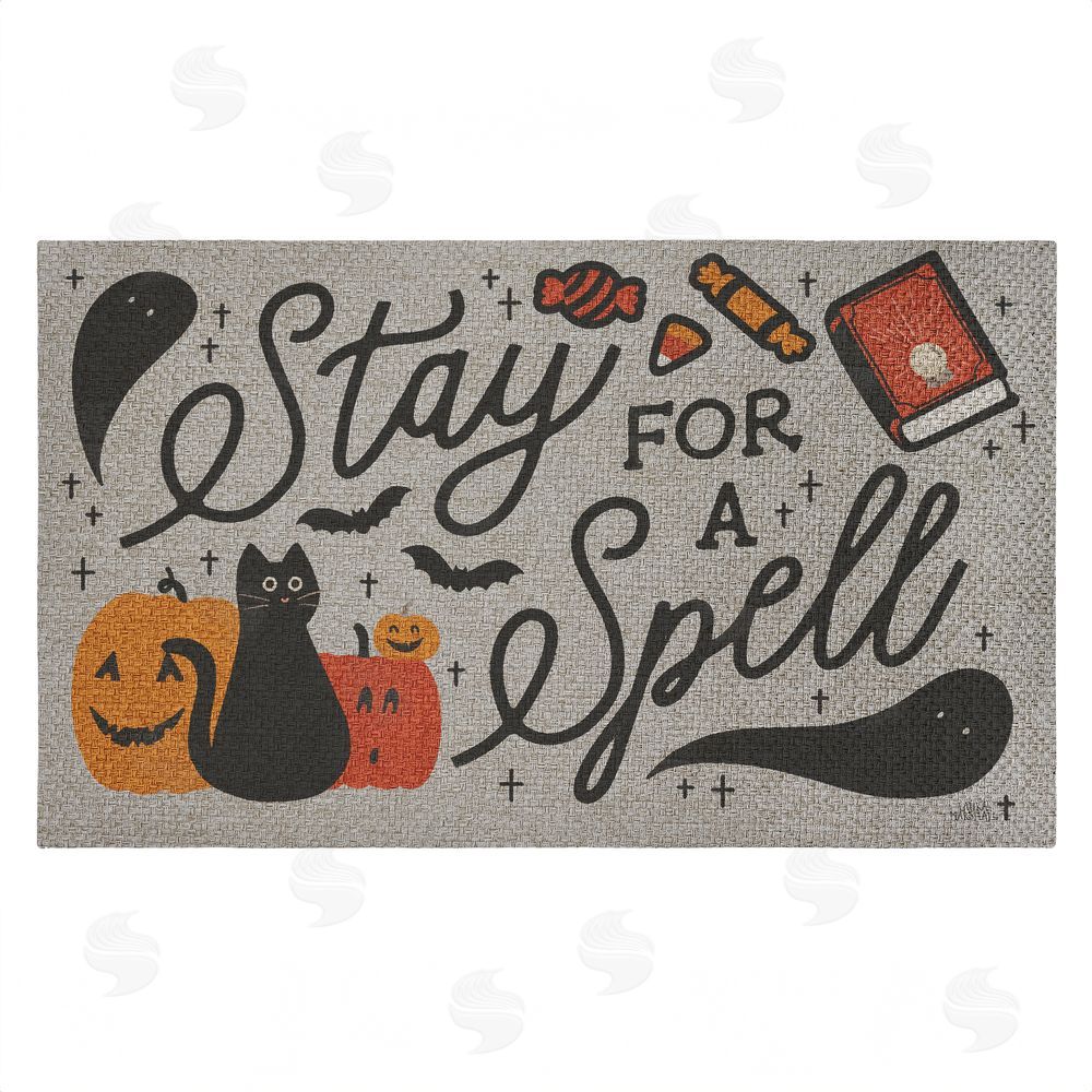 Laura Marshall Stay for a Spell Spooky Welcome Outdoor Faux Sisal Door Mat