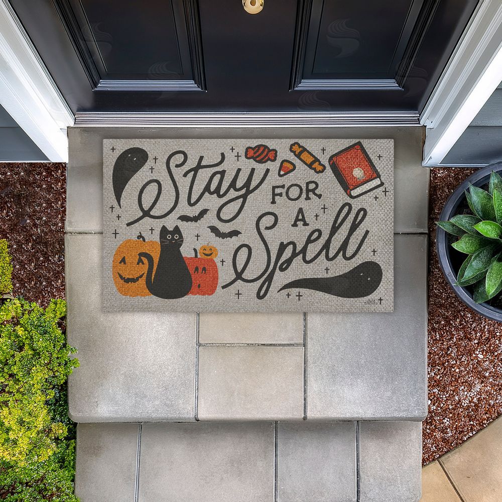 Laura Marshall Stay for a Spell Spooky Welcome Outdoor Faux Sisal Door Mat