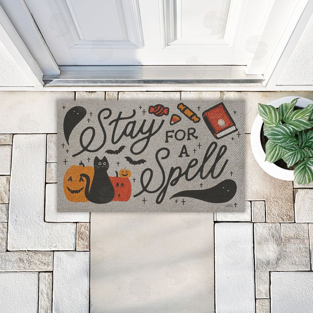 Laura Marshall Stay for a Spell Spooky Welcome Outdoor Faux Sisal Door Mat