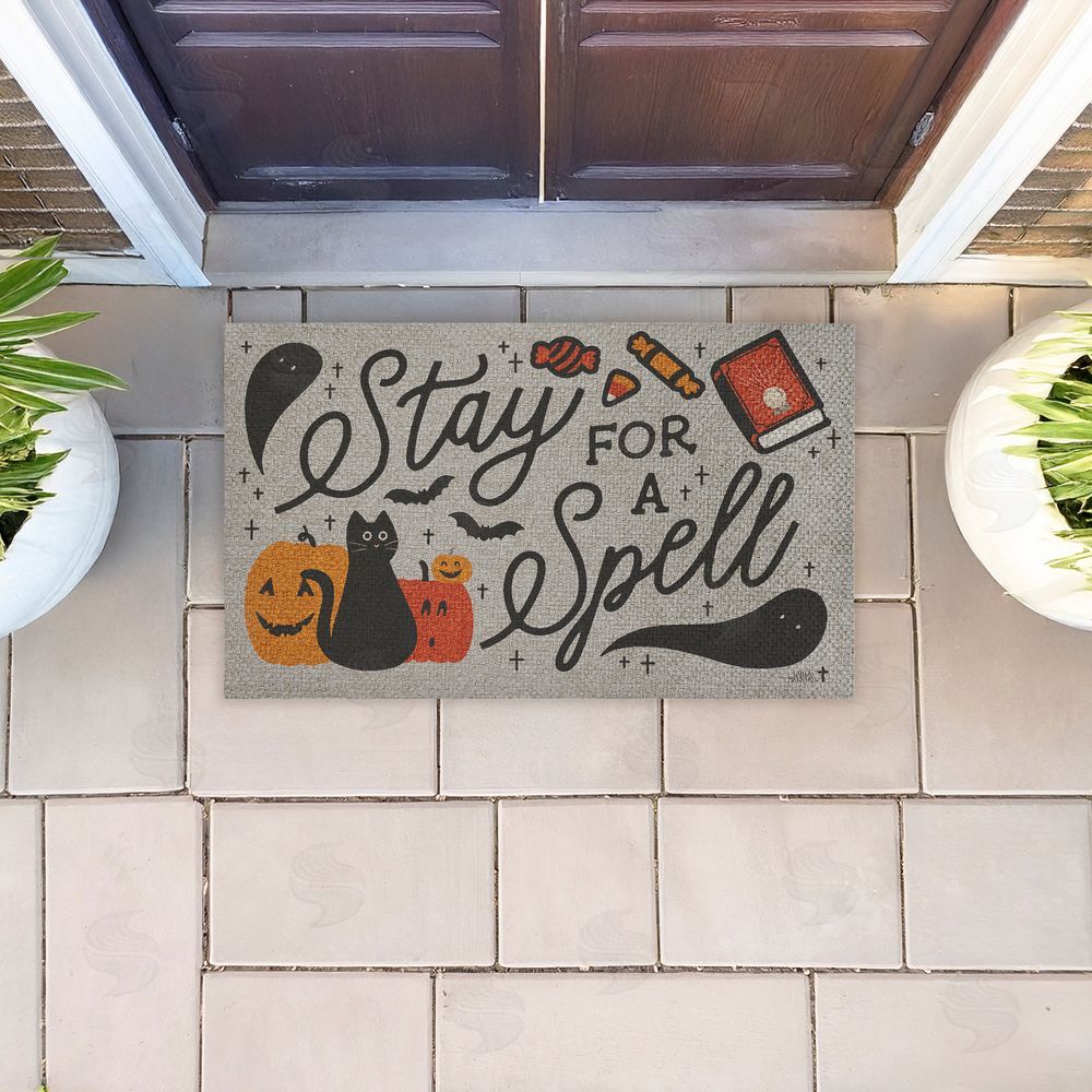 Laura Marshall Stay for a Spell Spooky Welcome Outdoor Faux Sisal Door Mat