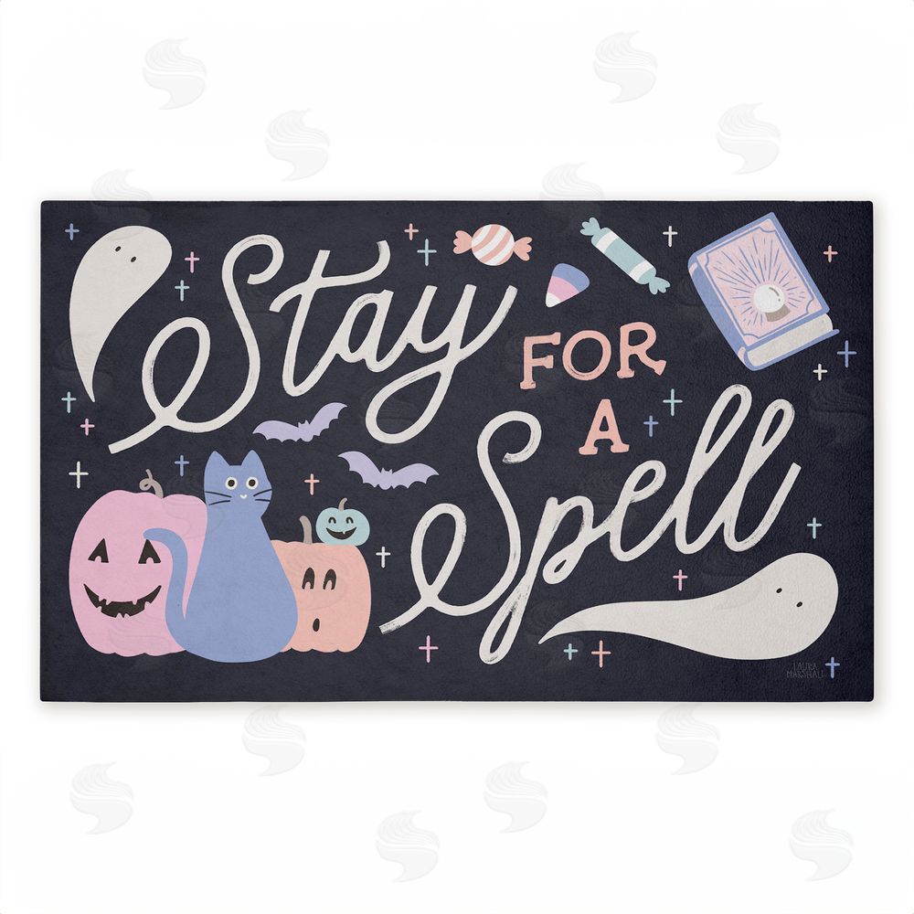 Laura Marshall Stay for Spell Pastel Halloween Unwoven Outdoor Door Mat