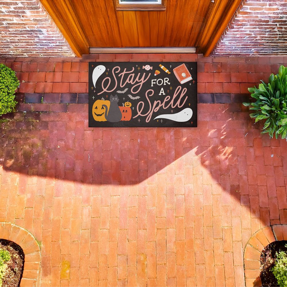 Laura Marshall Stay for Spell Halloween Welcome Unwoven Outdoor Door Mat