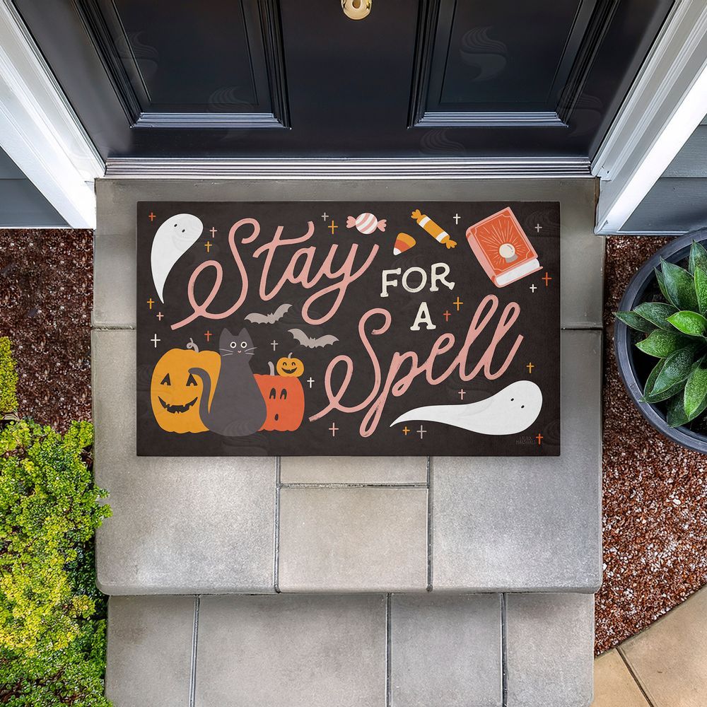 Laura Marshall Stay for Spell Halloween Welcome Unwoven Outdoor Door Mat
