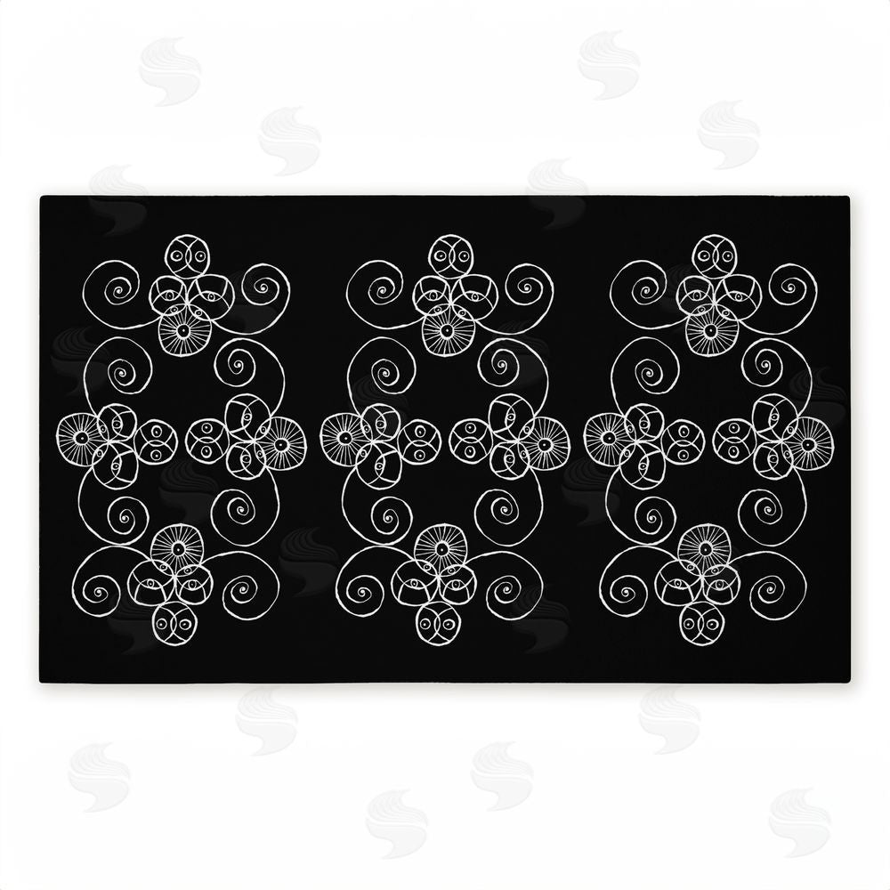 El Perkin Symmetrical Spirals on Black Unwoven Outdoor Door Mat