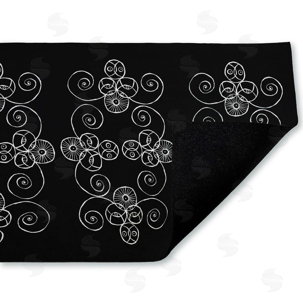 El Perkin Symmetrical Spirals on Black Unwoven Outdoor Door Mat