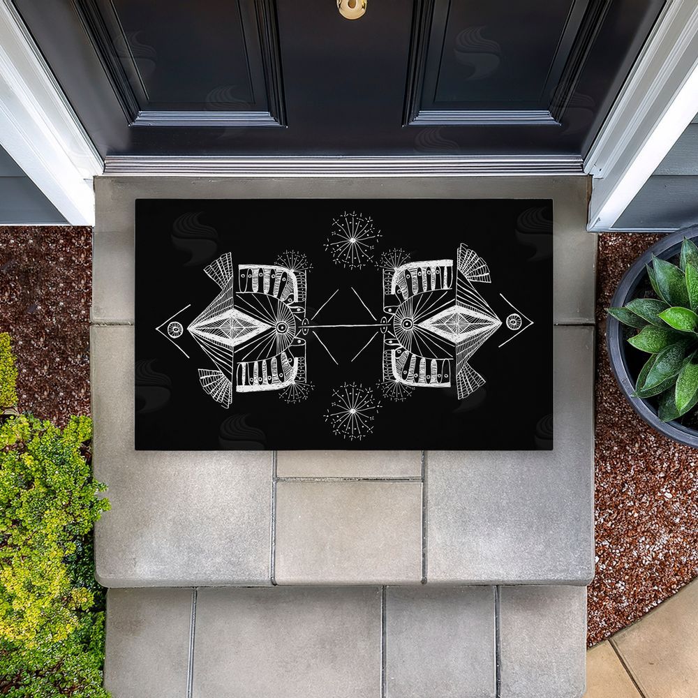 El Perkin Geometric Fractal Elements Unwoven Outdoor Door Mat
