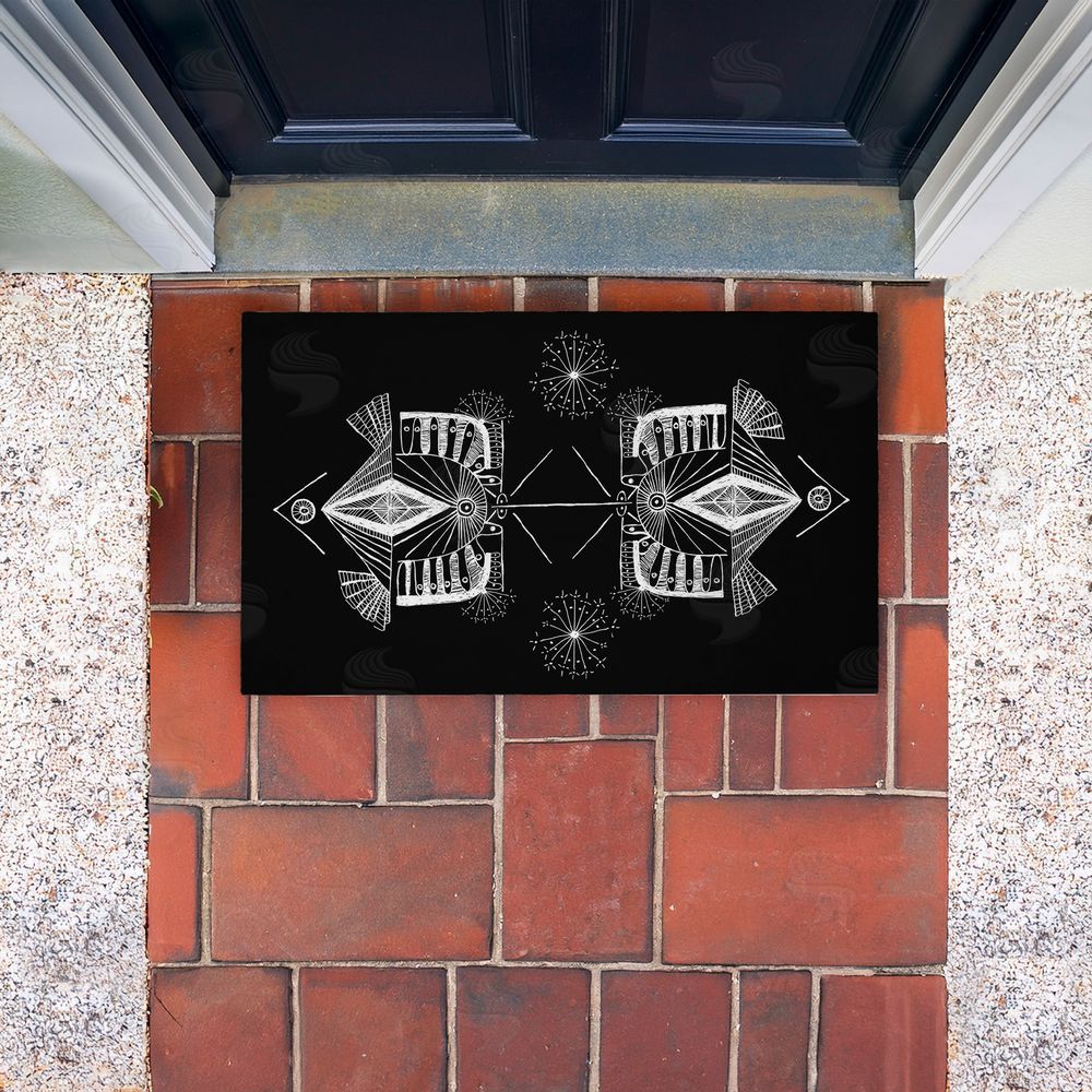 El Perkin Geometric Fractal Elements Unwoven Outdoor Door Mat