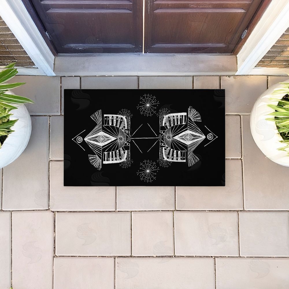El Perkin Geometric Fractal Elements Unwoven Outdoor Door Mat