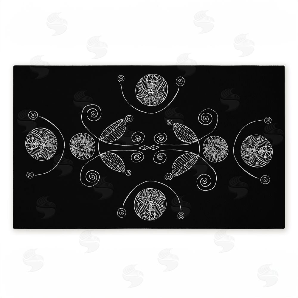 El Perkin Minimal Elementals on Black Unwoven Outdoor Door Mat