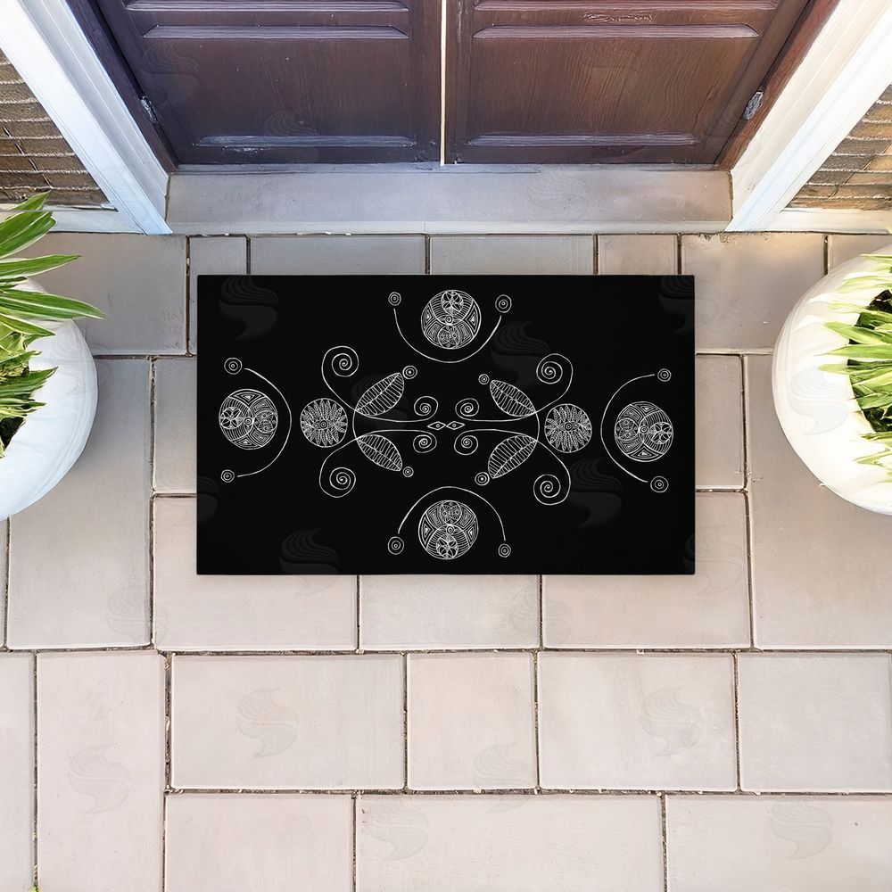 El Perkin Minimal Elementals on Black Unwoven Outdoor Door Mat