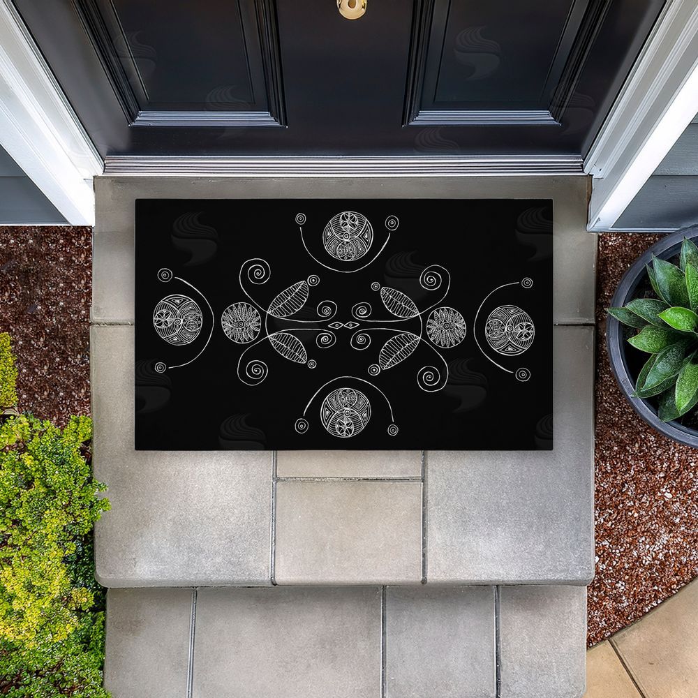 El Perkin Minimal Elementals on Black Unwoven Outdoor Door Mat