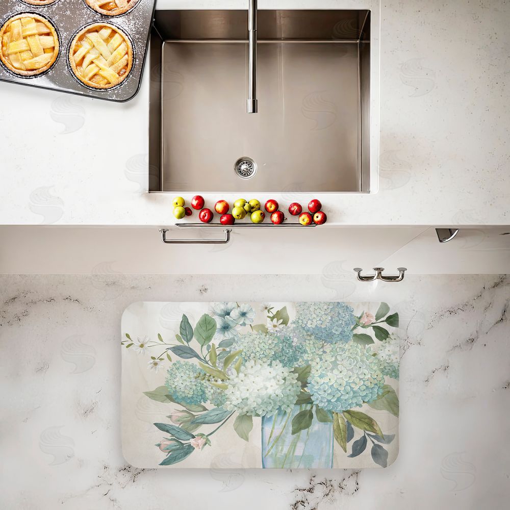 Nan Blue Hydrangeas Galore Kitchen Floor Mat