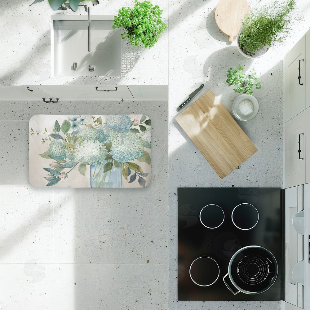 Nan Blue Hydrangeas Galore Kitchen Floor Mat