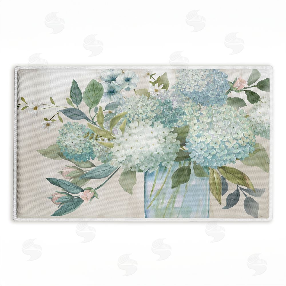 Nan Blue Hydrangeas Galore Plush Bathroom Floor Mat