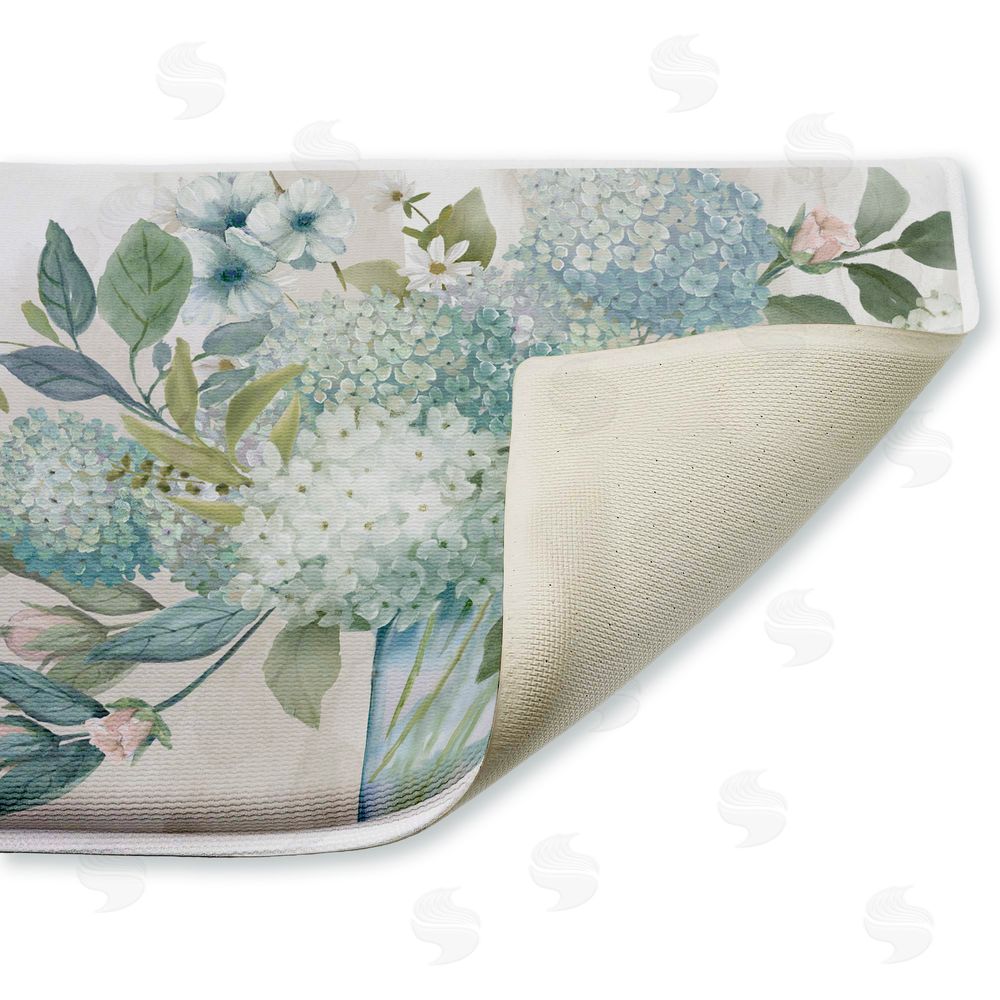 Nan Blue Hydrangeas Galore Plush Bathroom Floor Mat
