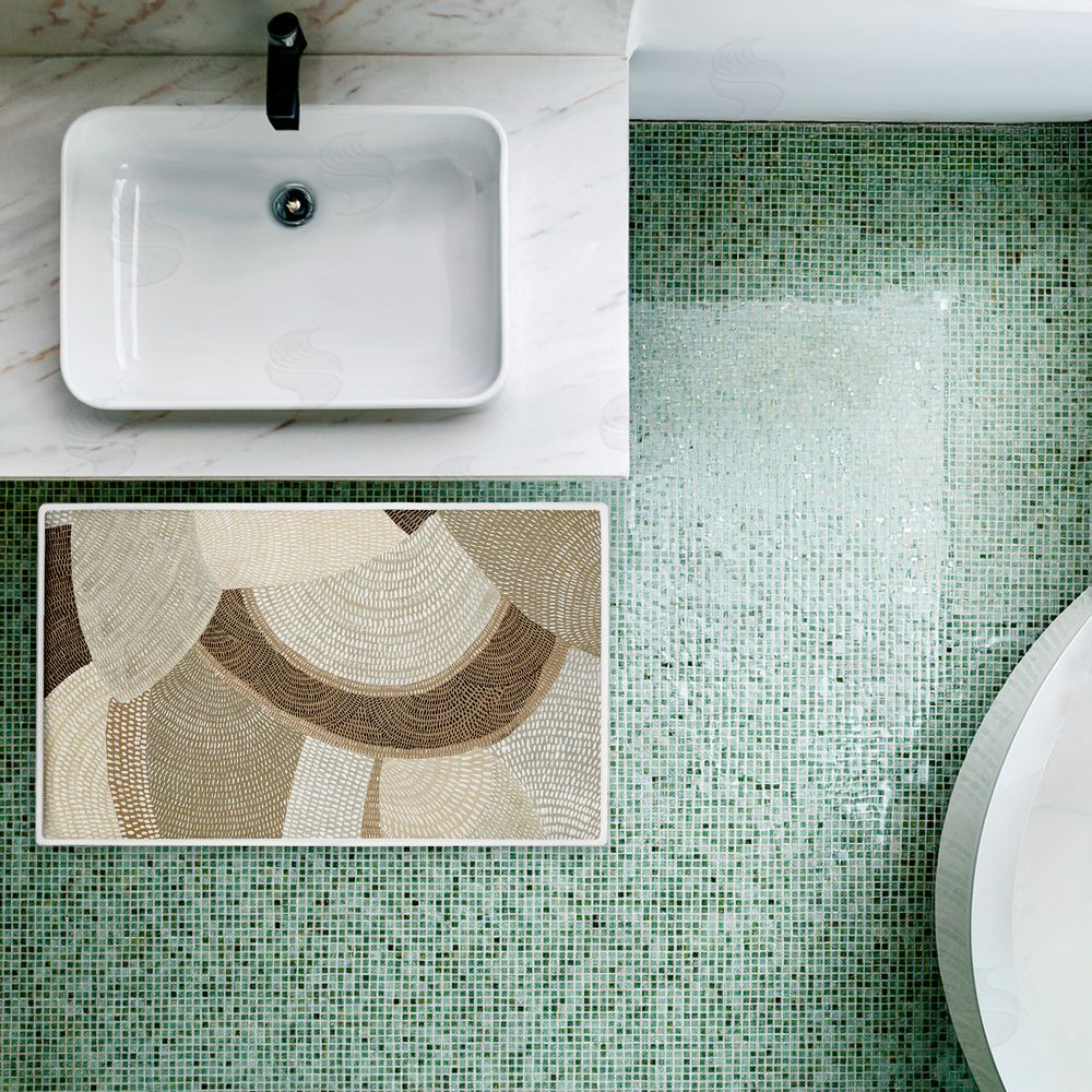 Emma Peal Mystic Neutral Patterns Plush Bathroom Floor Mat