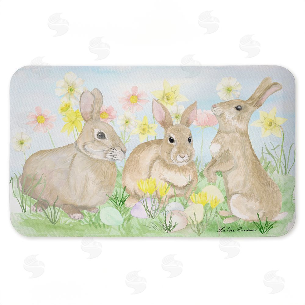 Lee Ann Sanders Easter Bunnies in Grass Kitchen Floor Mat