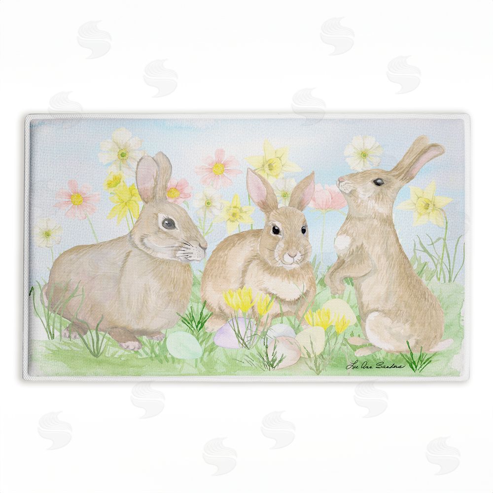 Lee Ann Sanders Easter Bunnies in Grass Plush Bathroom Floor Mat