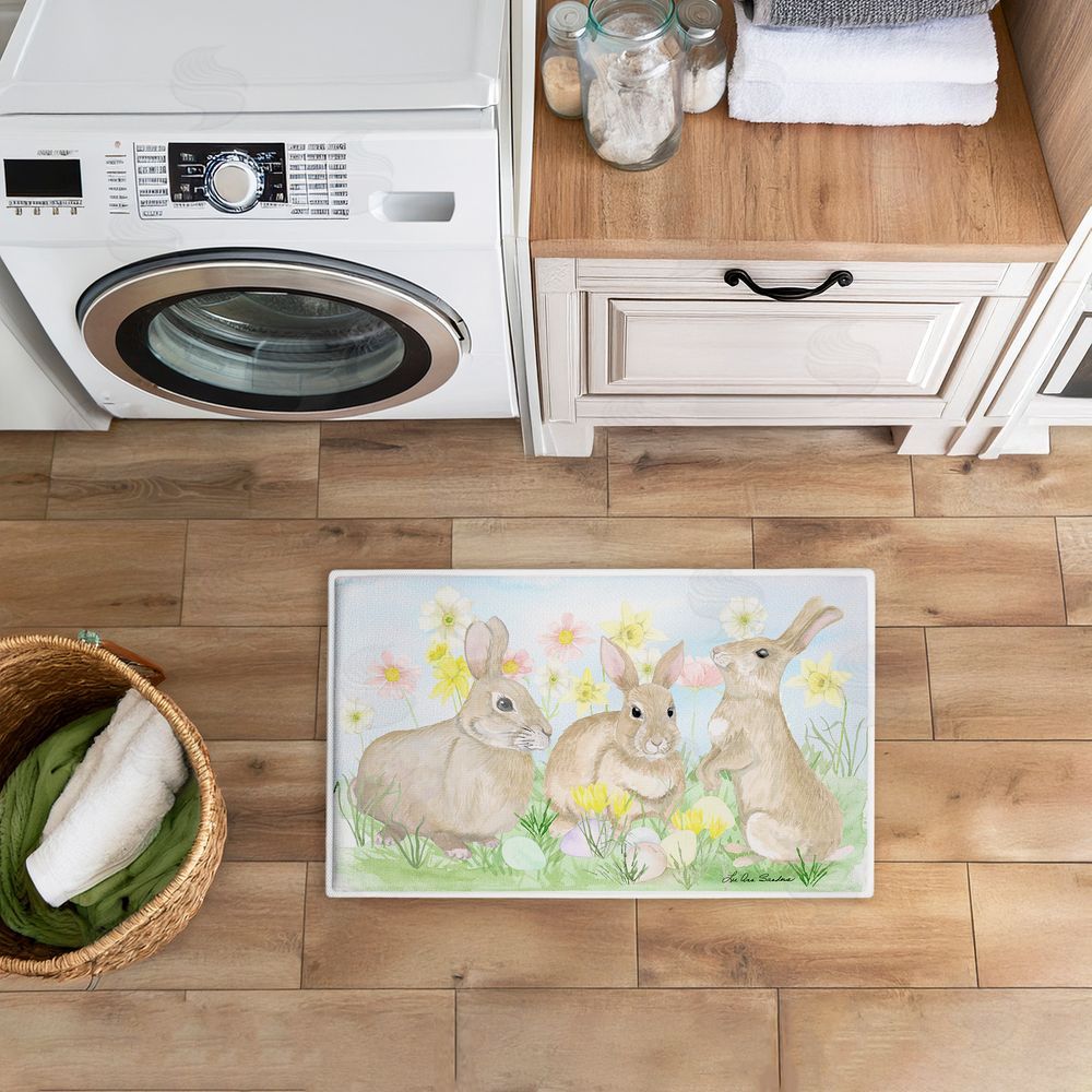 Lee Ann Sanders Easter Bunnies in Grass Plush Bathroom Floor Mat