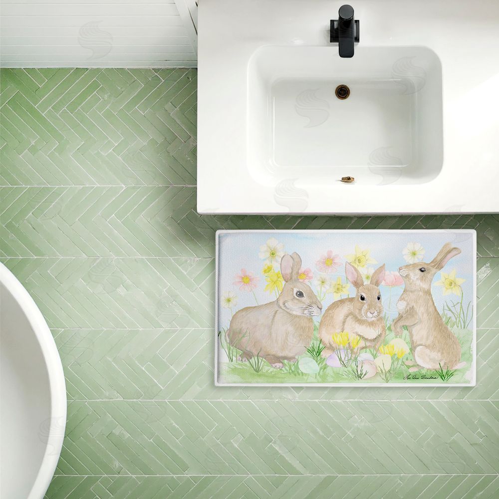Lee Ann Sanders Easter Bunnies in Grass Plush Bathroom Floor Mat