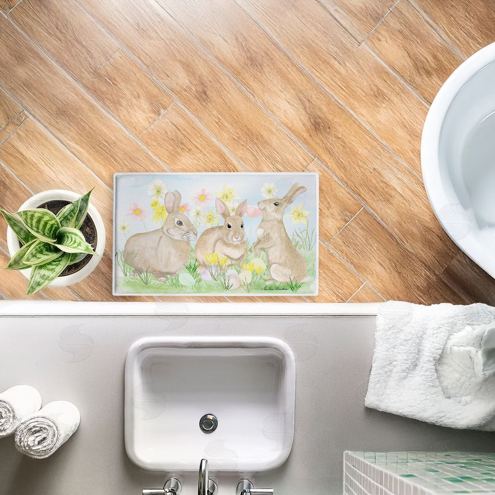 Lee Ann Sanders Easter Bunnies in Grass Plush Bathroom Floor Mat