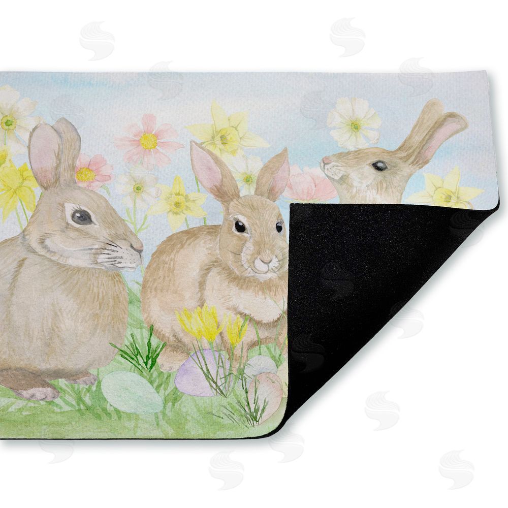 Lee Ann Sanders Easter Bunnies in Grass Unwoven Outdoor Door Mat