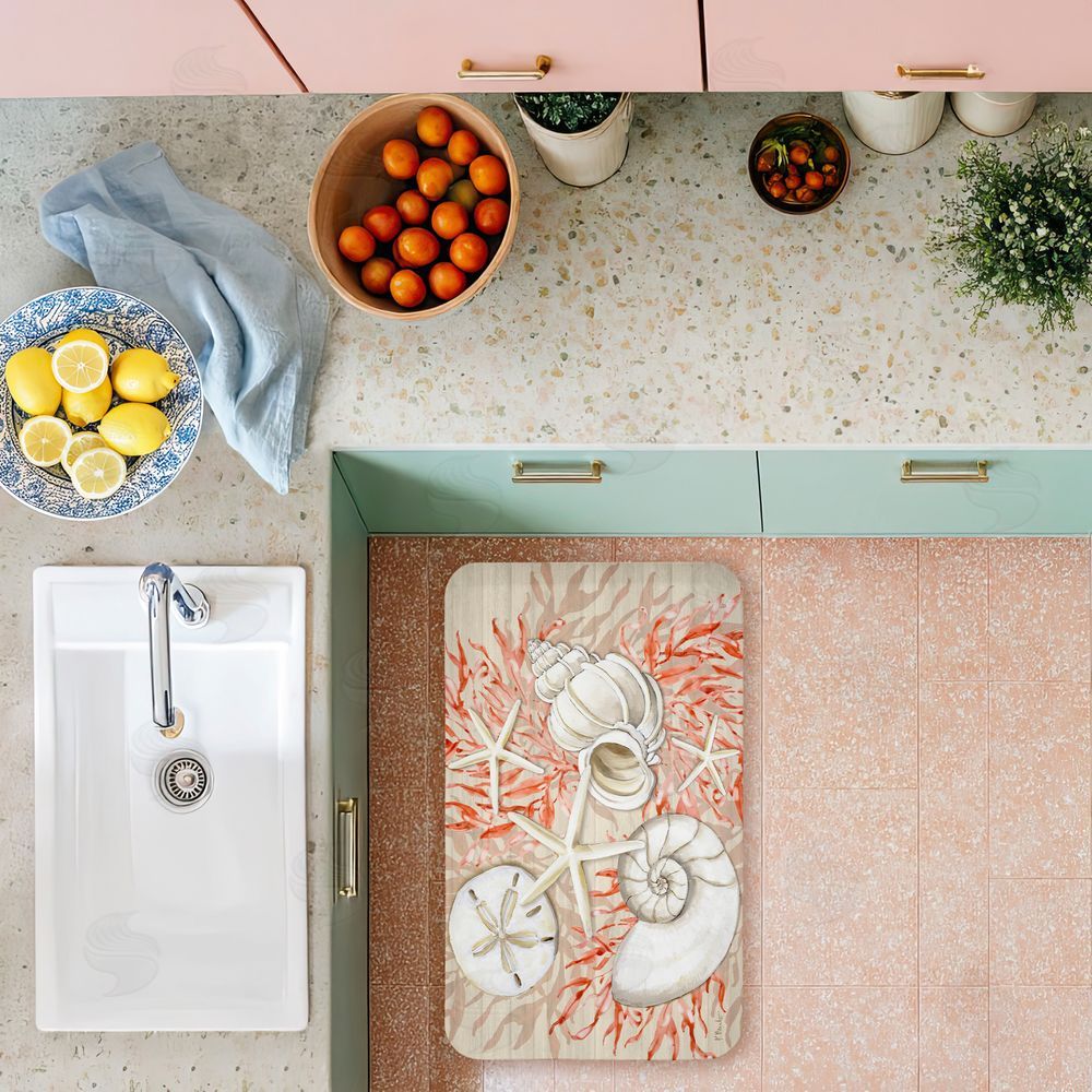 Paul Brent Coral & White Shells Kitchen Floor Mat