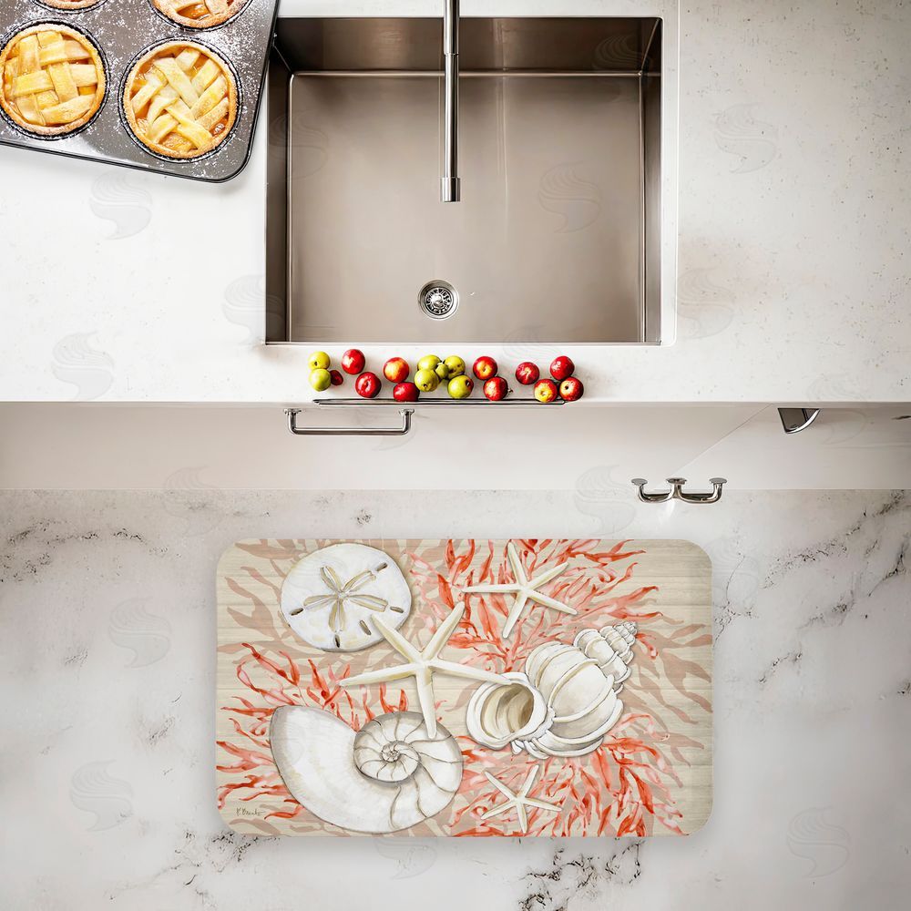 Paul Brent Coral & White Shells Kitchen Floor Mat