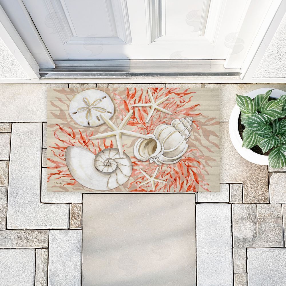 Paul Brent Coral & White Shells Unwoven Outdoor Door Mat