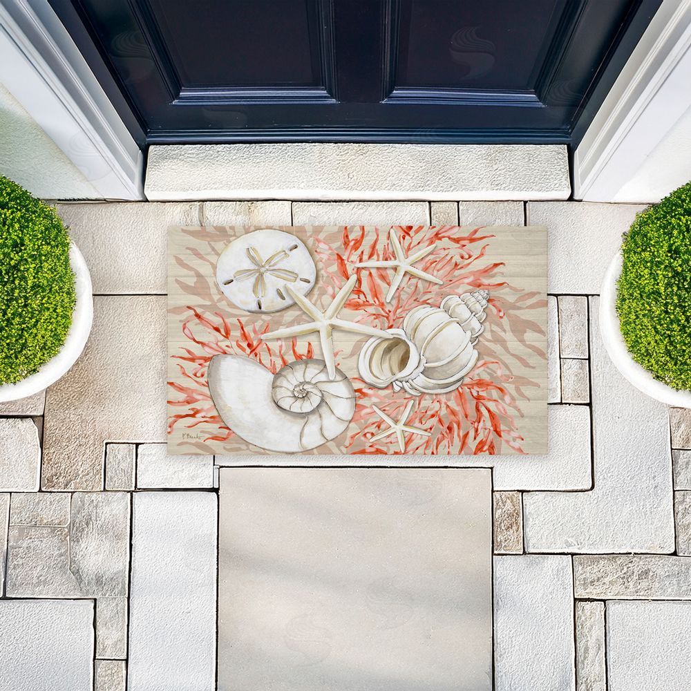 Paul Brent Coral & White Shells Unwoven Outdoor Door Mat