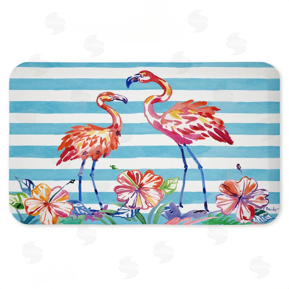 Paul Brent Brushstroke Flamingo Stripes Kitchen Floor Mat
