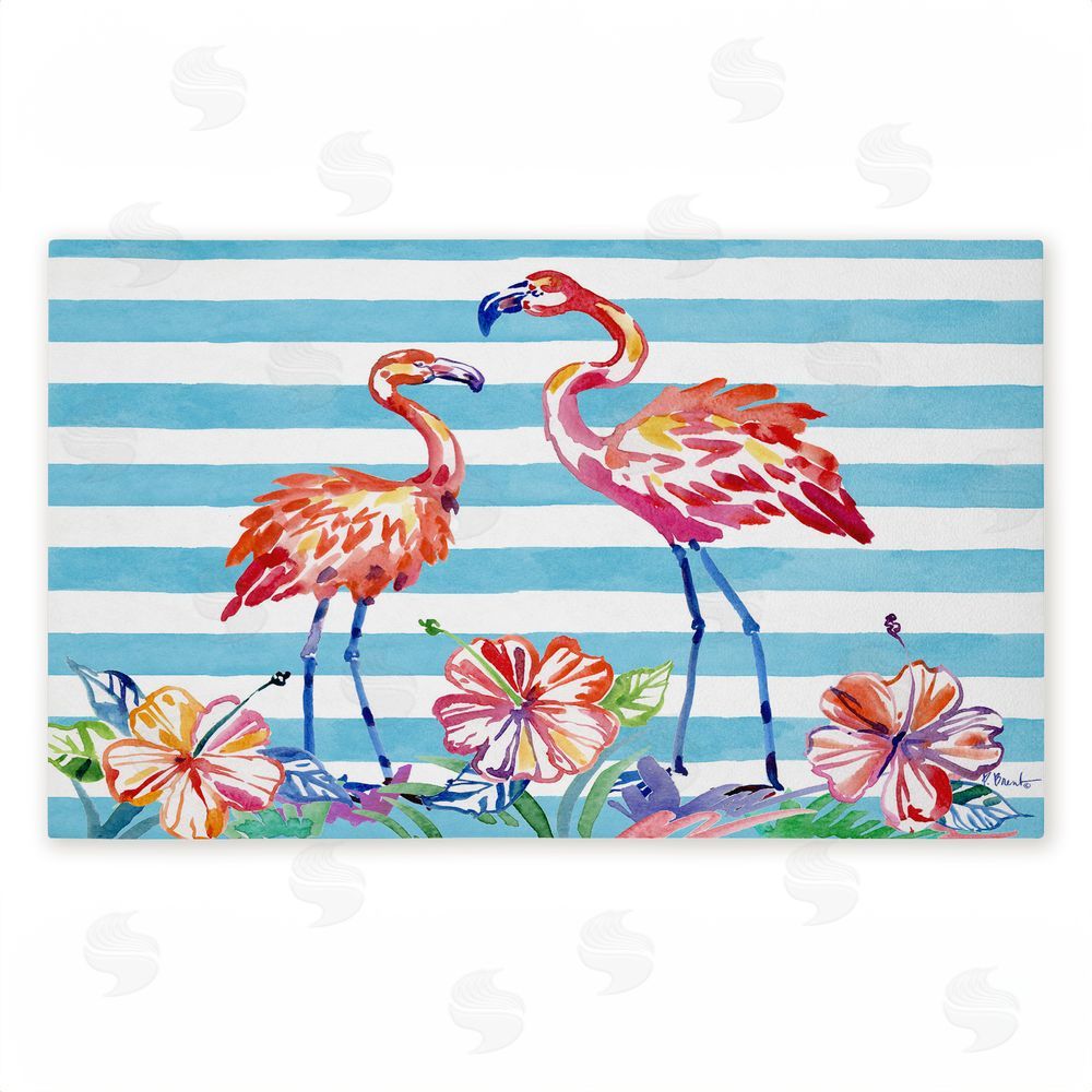 Paul Brent Brushstroke Flamingo Stripes Unwoven Outdoor Door Mat