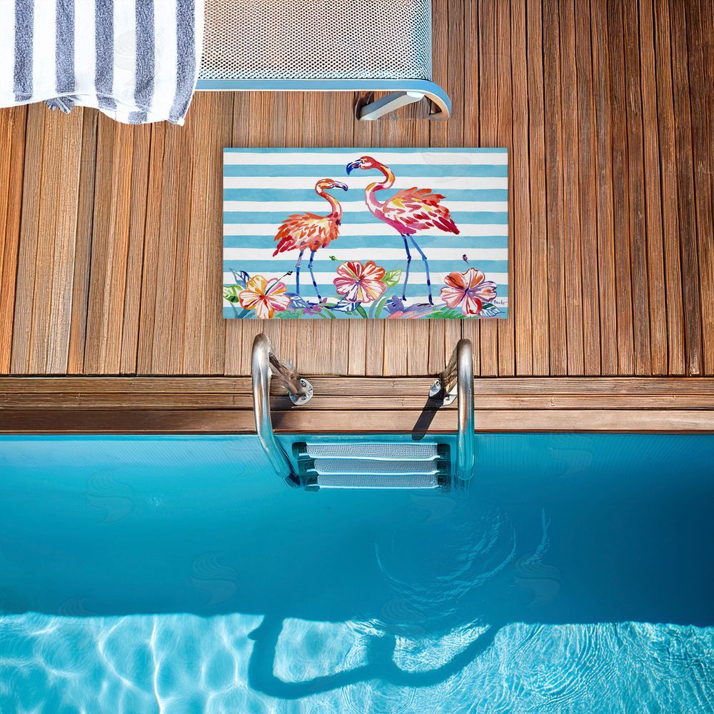 Paul Brent Brushstroke Flamingo Stripes Unwoven Outdoor Door Mat