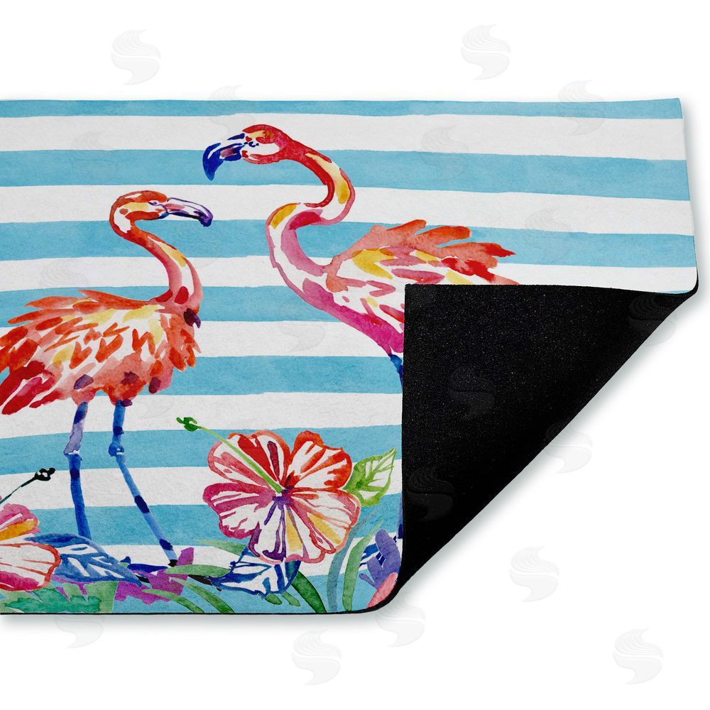 Paul Brent Brushstroke Flamingo Stripes Unwoven Outdoor Door Mat
