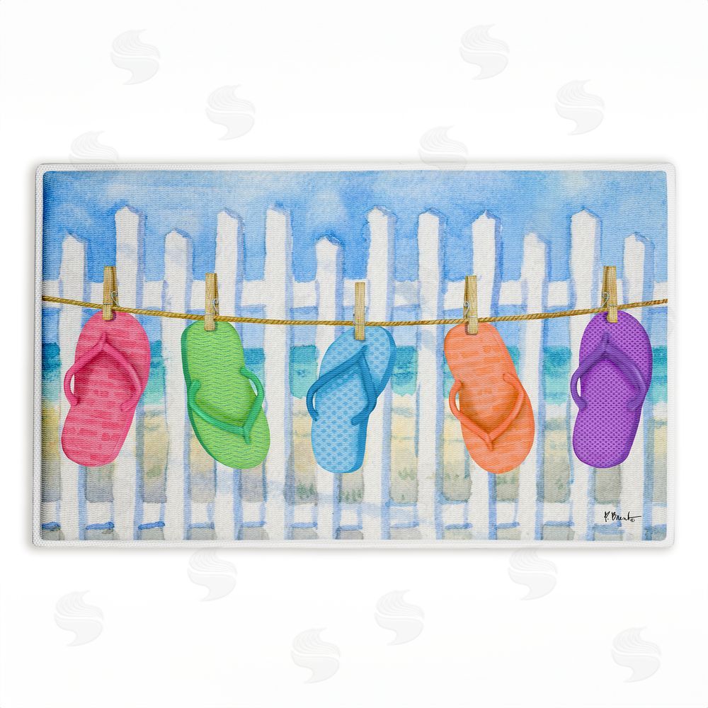 Paul Brent Flip Flop Summer Clothesline Plush Bathroom Floor Mat