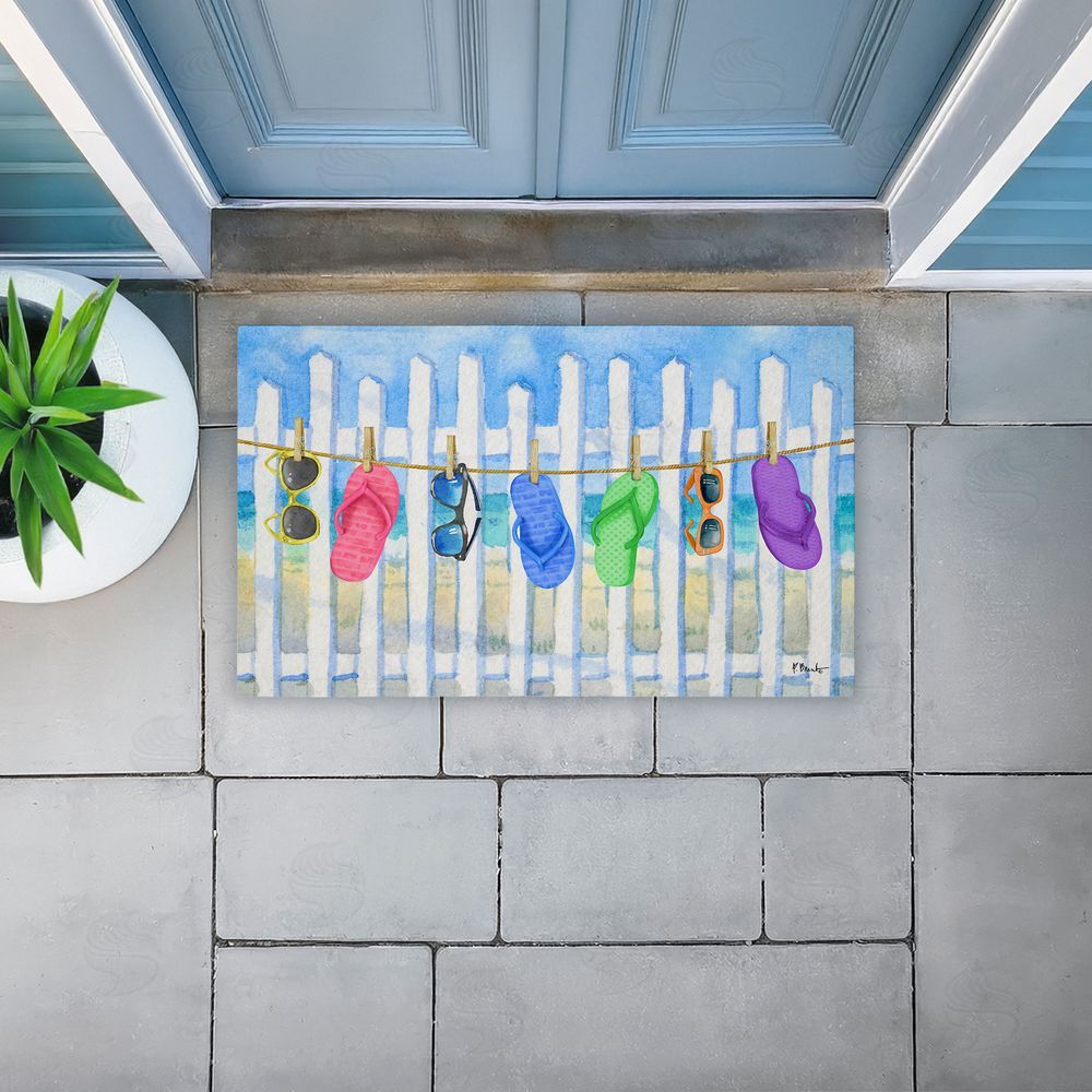 Paul Brent Flip Flop Clothesline Beach Unwoven Outdoor Door Mat